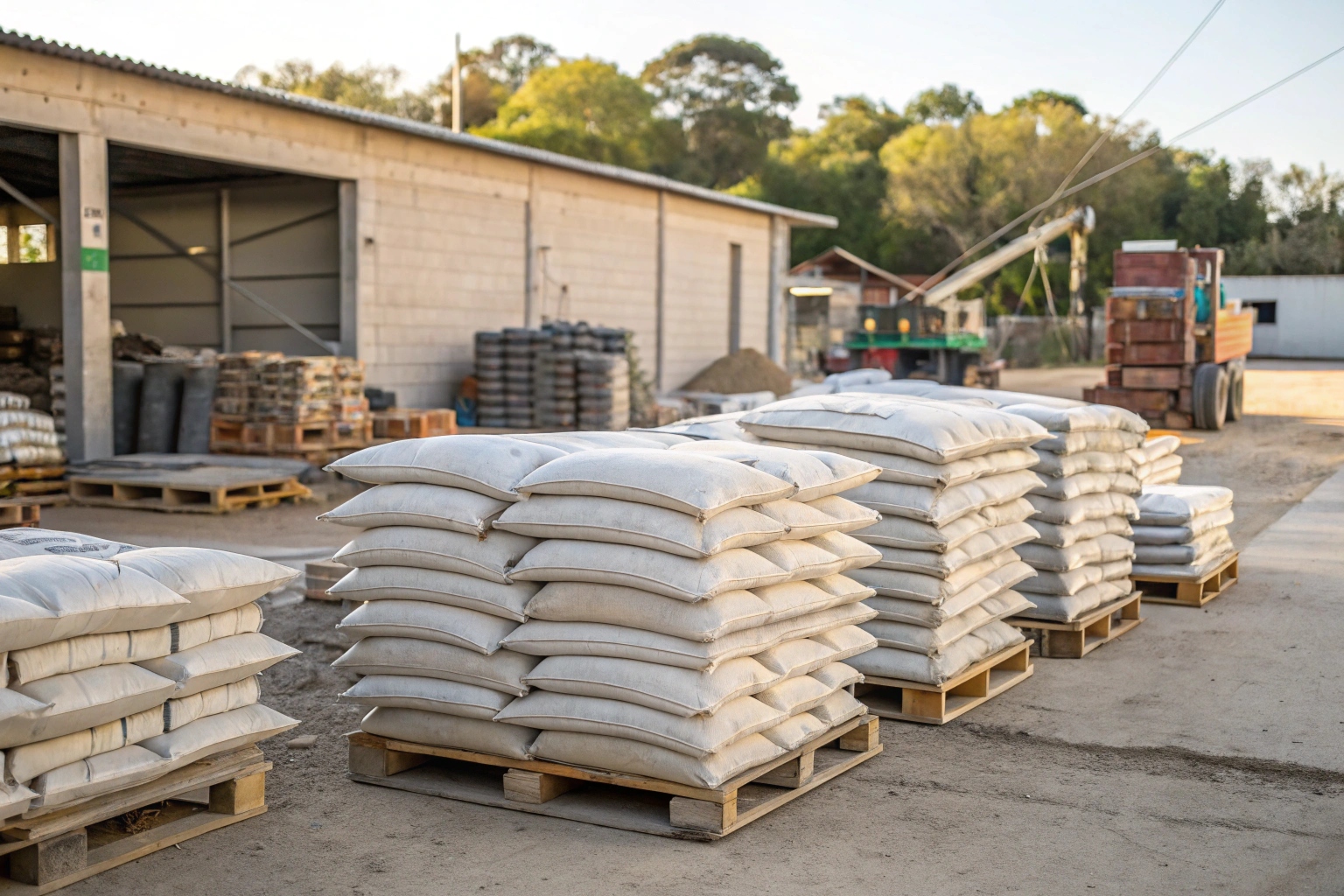 Premix concrete products stacked at a local Coffs Harbour concrete supplier