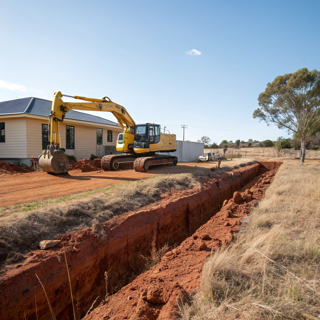Excavator digging foundation trench Mid North Coast NSW