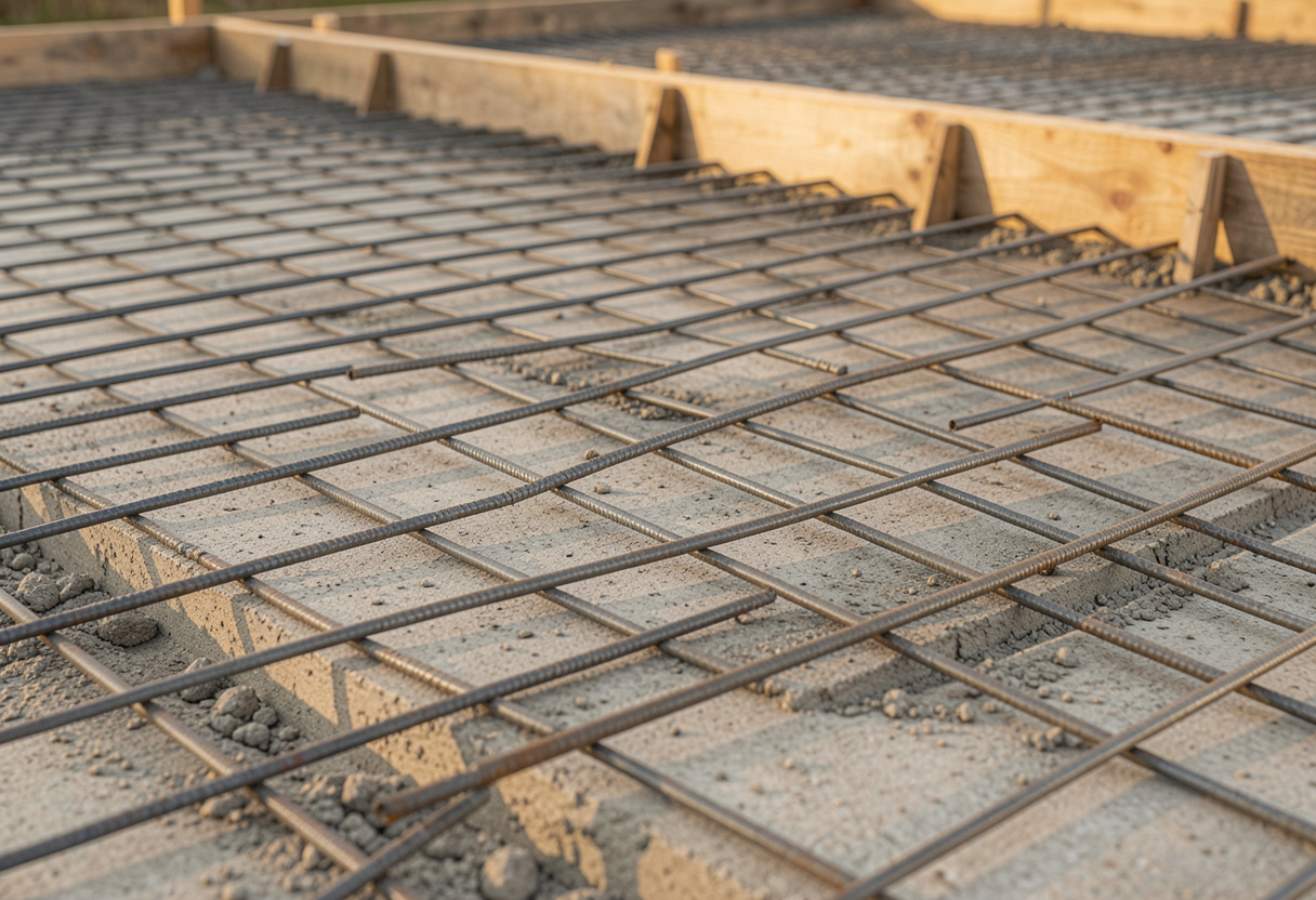Steel reinforcement mesh installed on a house slab formation ready for concrete pour in Coffs Harbour